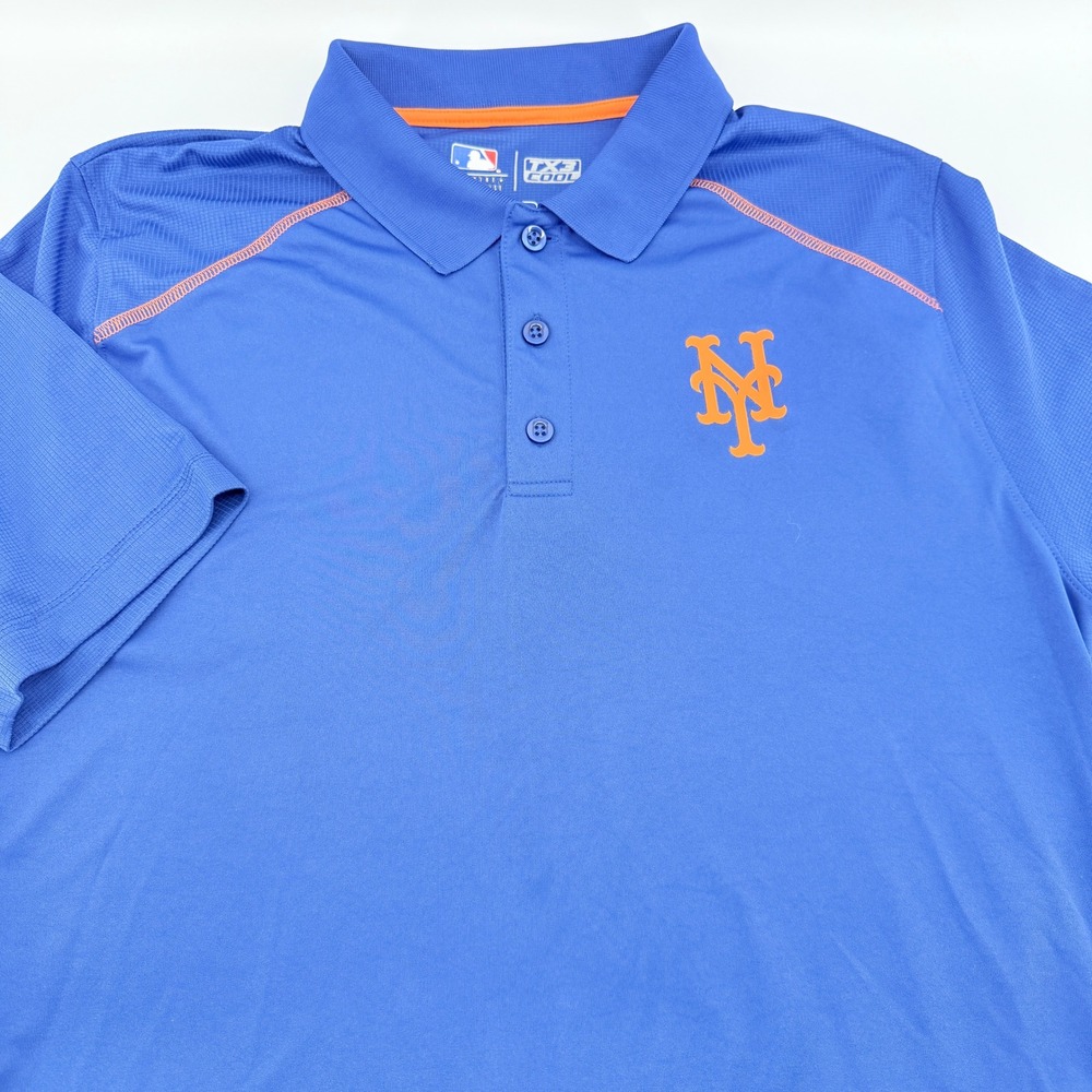 New York Mets MLB Genuine Merchandise Polo Shirt Mens Large TX3 Cool Blue‎
